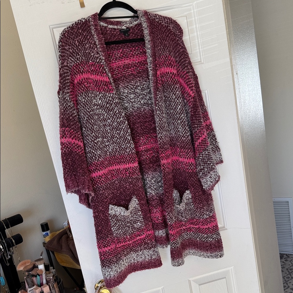 Torrid Pink and Gray Open-Front Cardigan
